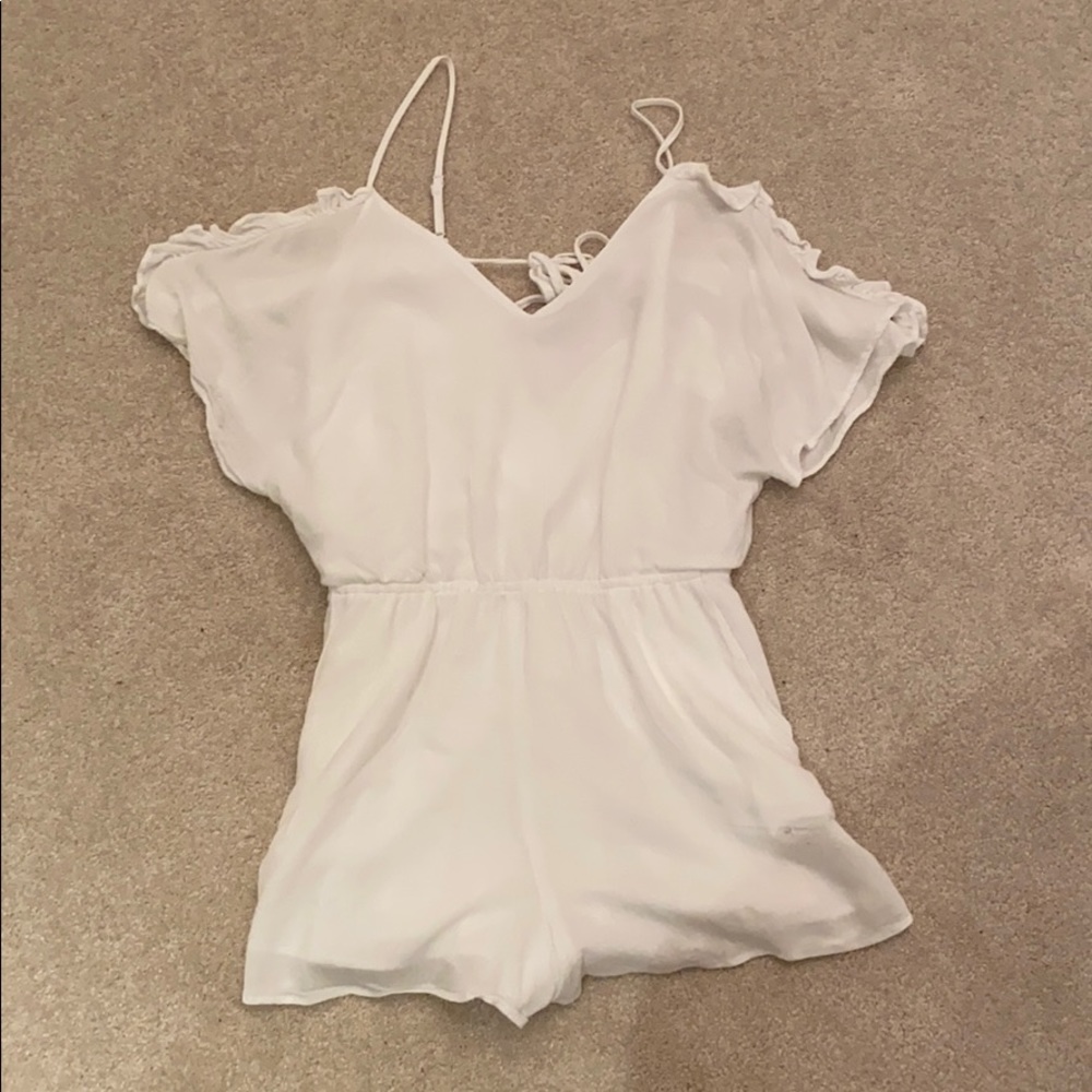 White Off the Shoulder Romper